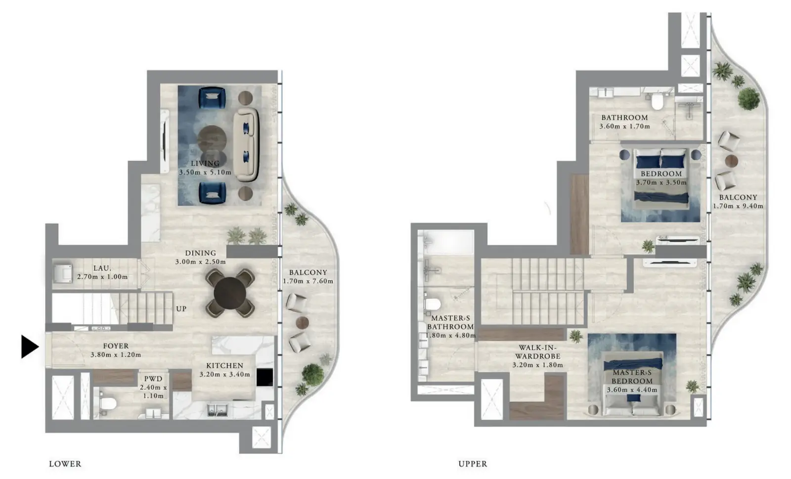 2 Bedrooms duplex - Royal Yacht Club Residence