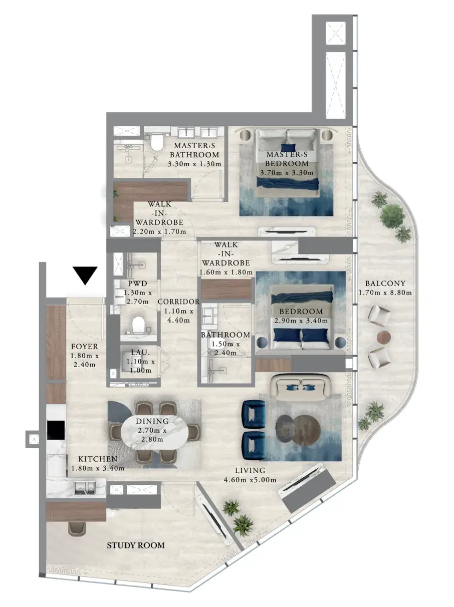 2.5 bedrooms apartments - Royal Yacht Club Residence