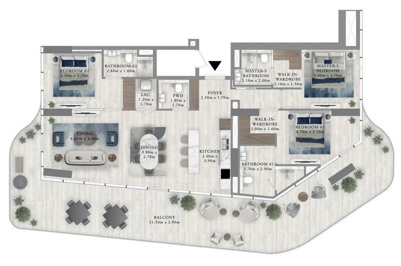 3 Bedrooms apartments - Royal Yacht Club Residence