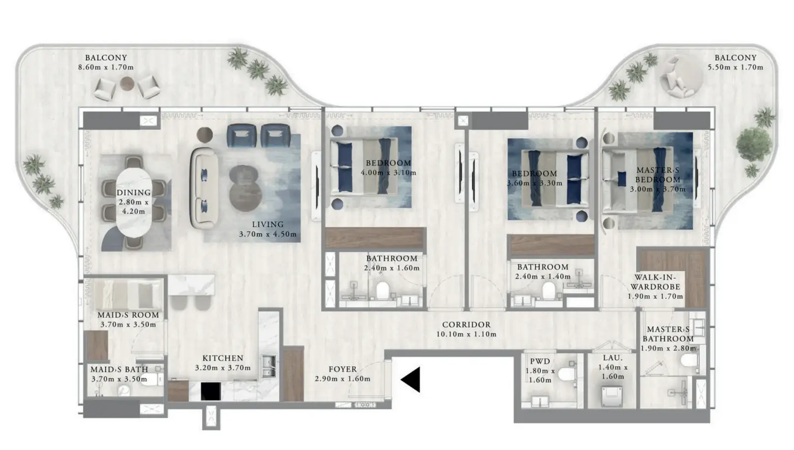 3.5 bedrooms apartments - Royal Yacht Club Residence
