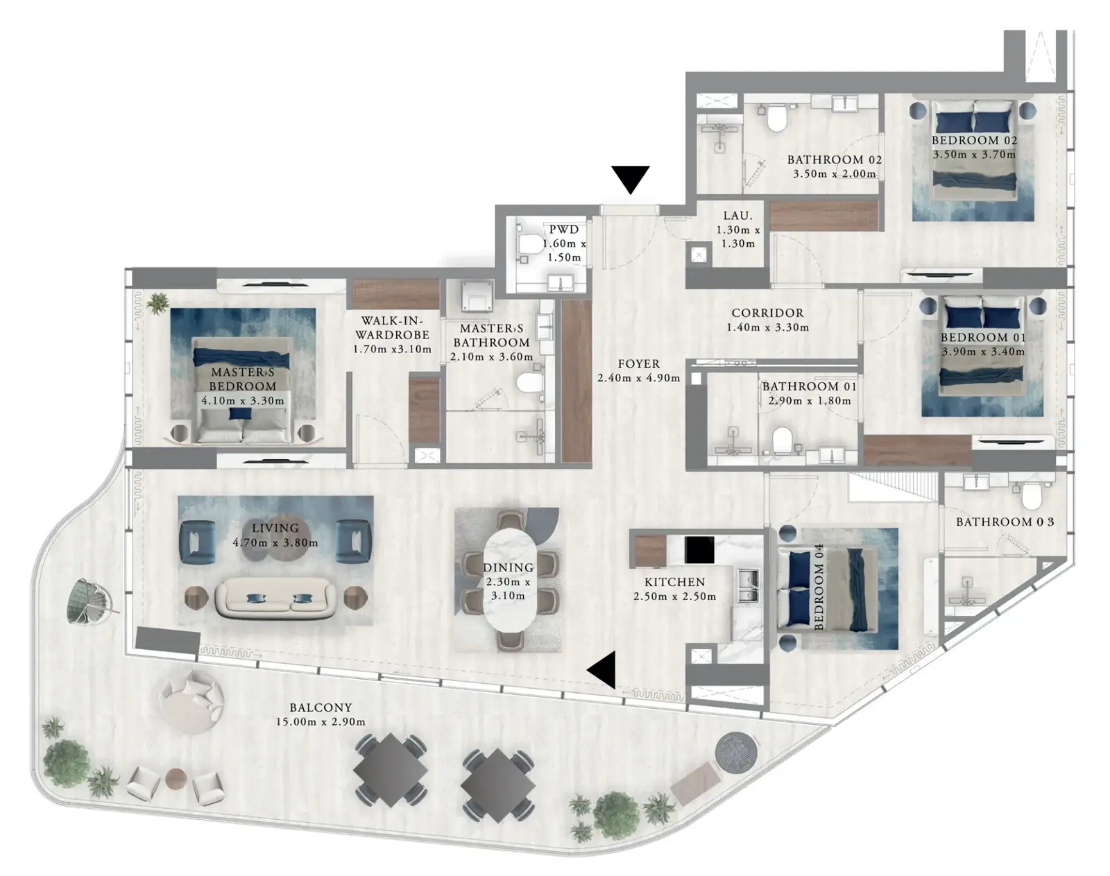 4 Bedrooms apartments - Royal Yacht Club Residence