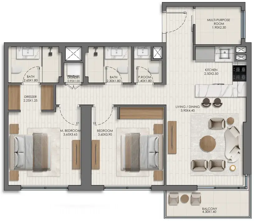 2.5 bedrooms apartments - Belmont