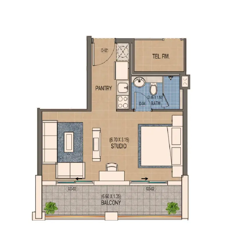 Studio apartments - Triana Residences floor plan