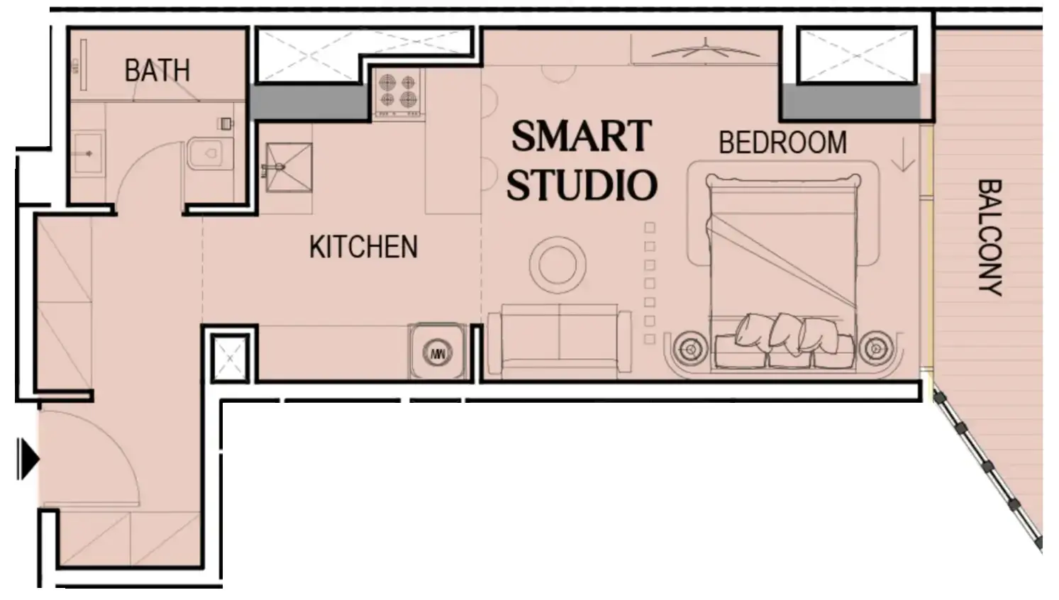 Studio apartments - Tresora by Wadan floor plan