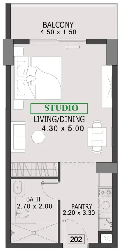 Studio apartments - One By Preston floor plan