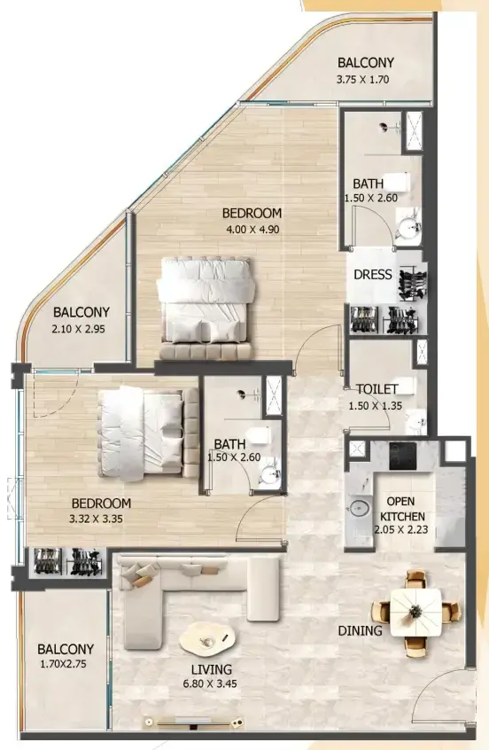 2 Bedrooms apartments - Crystal Tower by VHS