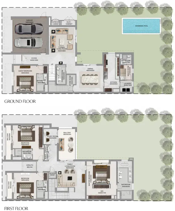 4 Bedrooms villa - The Grove at Sobha Sanctuary floor plan