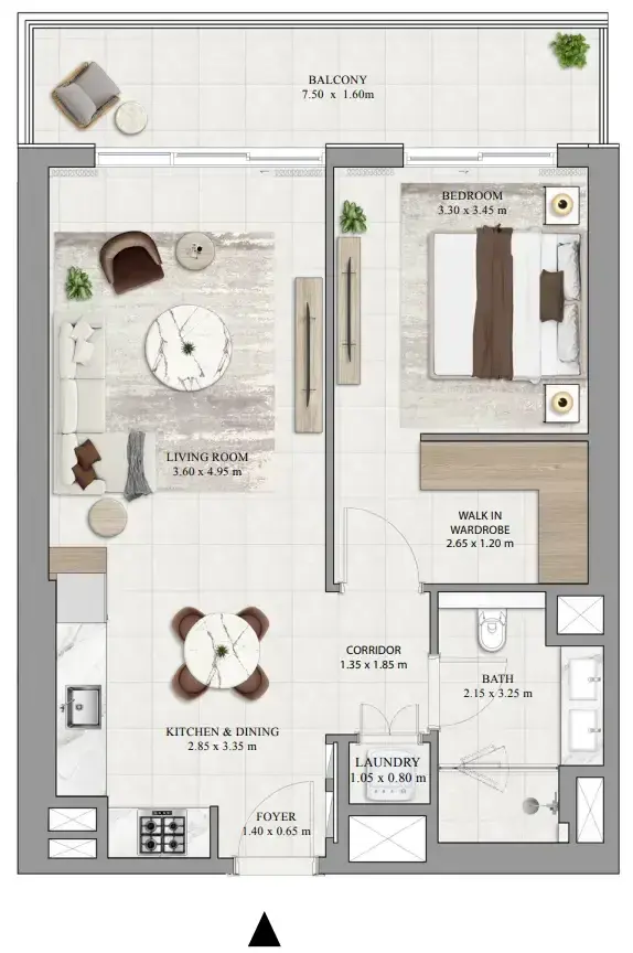 1 Bedroom apartments - Greencrest floor plan