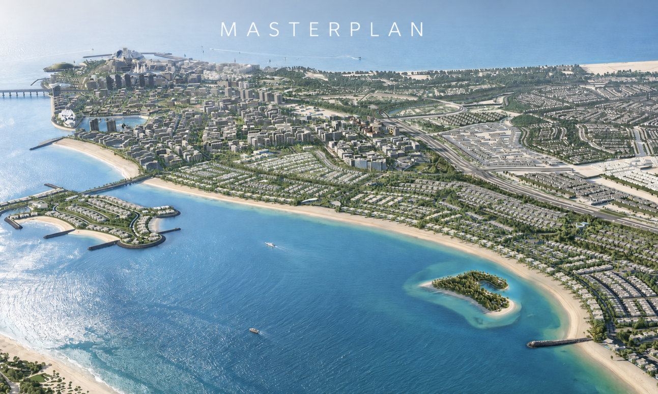 Marsa Al Saadiyat masterplan aerial view from the official Aldar brochure