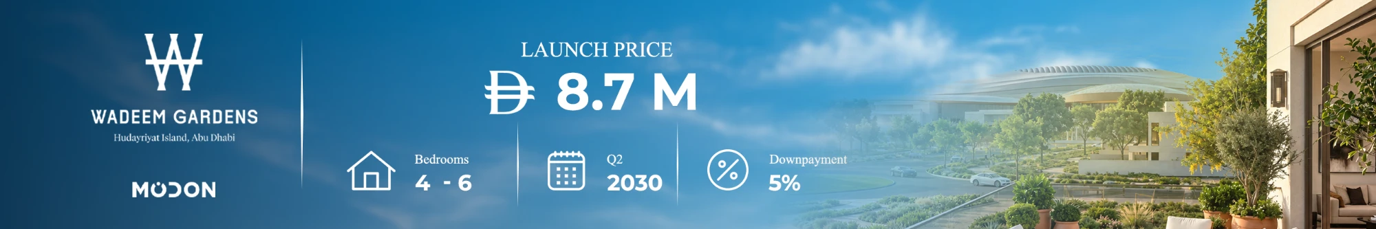 Wadeem Gardens by Modon, Hudayriyat Island - launch price AED 8.7M, 4 to 6 bedrooms