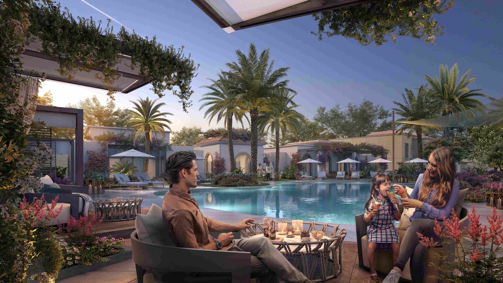 Virtual tour thumbnail of the 3 bedroom villa layout at Yas Park Views, showcasing open-plan living and garden access