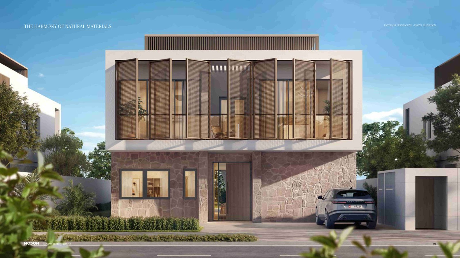 Modern 4-bedroom villa with expansive open-plan living, floor-to-ceiling windows, and private pool overlooking landscaped gardens.